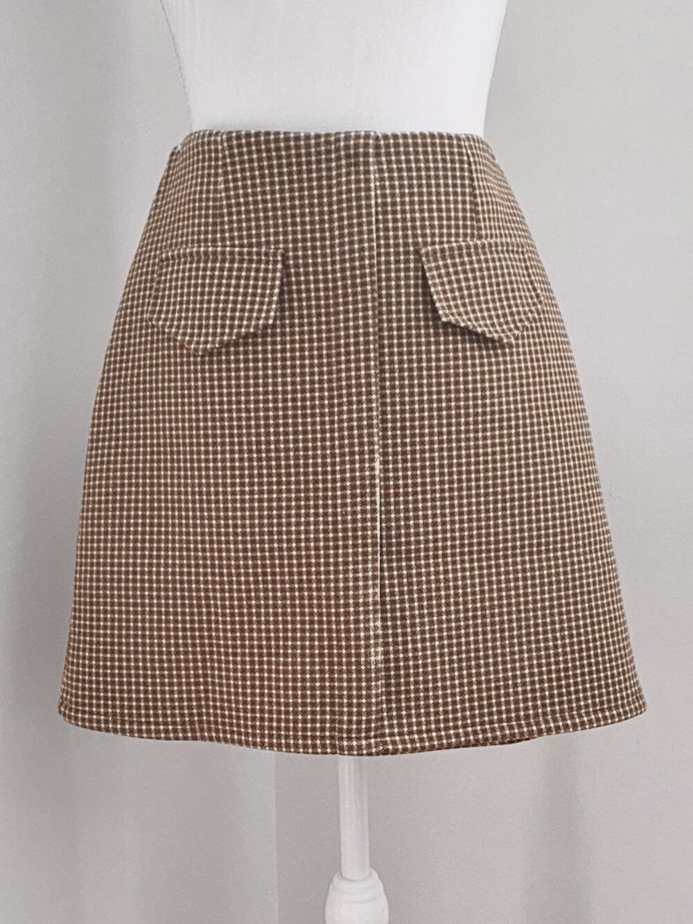 Lodispotto Brown Check A-Line Mini Skirt